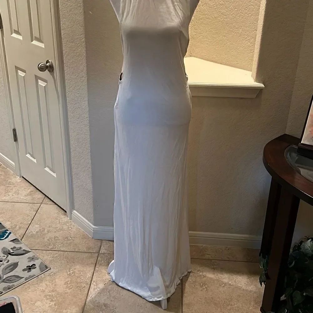 Savannah Morrow Rosalia Womens Medium Midi Dress Ivory Cutout Beachy Cruise NWOT
